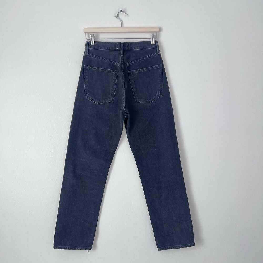 AGOLDE 90’s High Rise Straight Legs Jeans Size 25 Black Wash Distressed - Picture 6 of 9